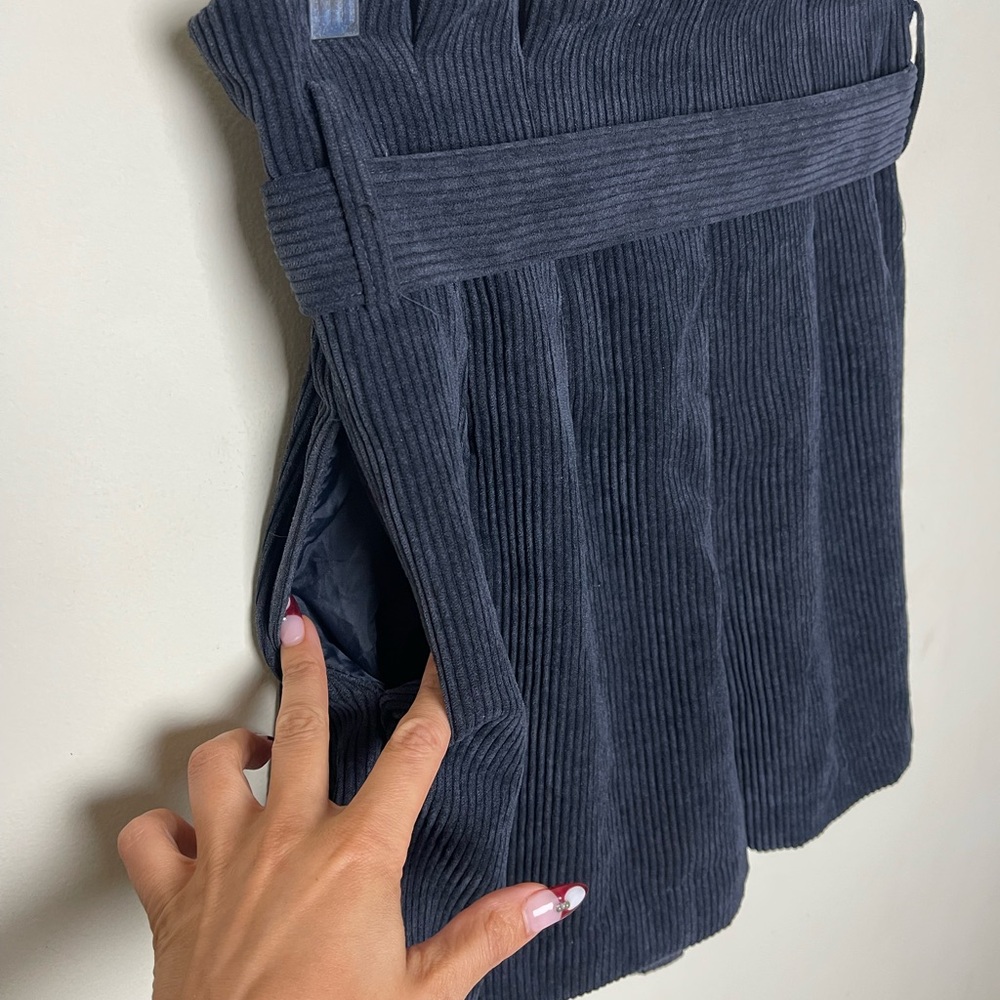 Navy Blue Corduroy Paperbag Shorts - Picture 5 of 5